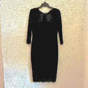 J Crew Black Lace Long Sleeve Sheath Dress, Size 6